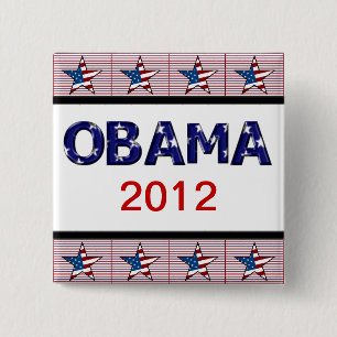 MACARON CARRÉ 5 CM BOUTON DE CAMPAGNE D'OBAMA 2012