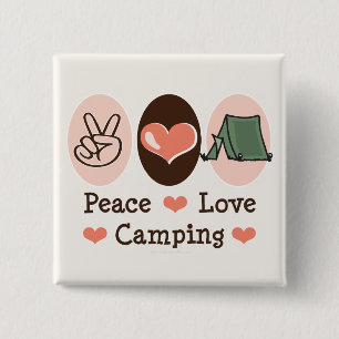 Macaron Carré 5 Cm Bouton de camping d'amour de paix