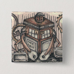 Macaron Carré 5 Cm Bouton de caractère de Steampunk