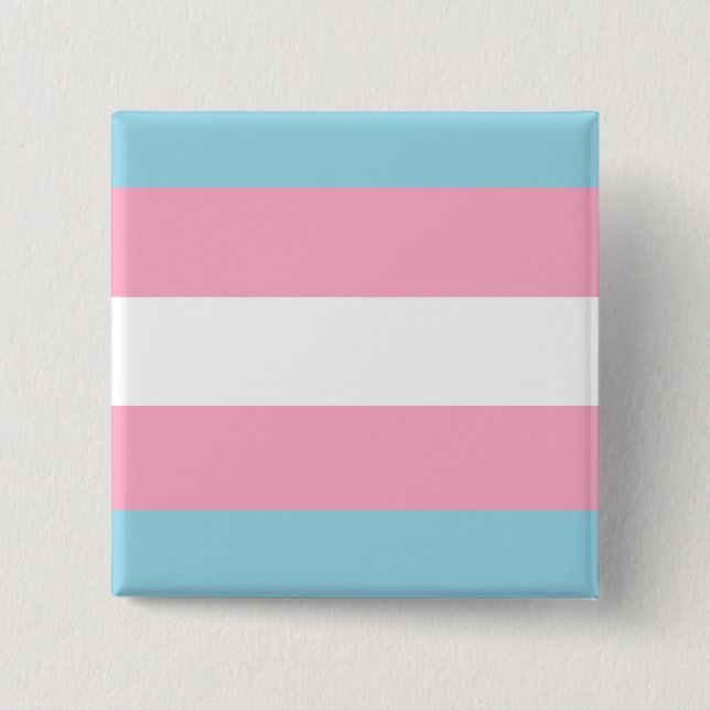 Macaron Carré 5 Cm Bouton de carré "de drapeau de transsexuel" (Devant)