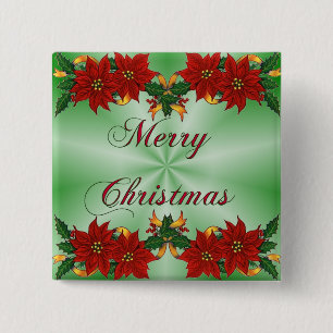Macaron Carré 5 Cm Bouton de carré de poinsettia de Joyeux Noël