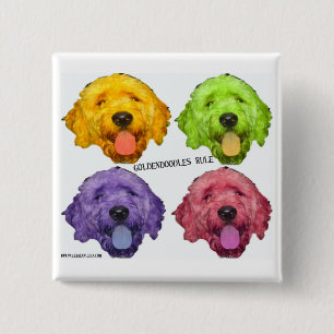 Macaron Carré 5 Cm Bouton de carré de règle de Goldendoodles