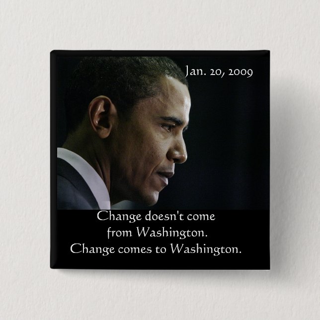 Macaron Carré 5 Cm Bouton de changement de Barack Obama (Devant)