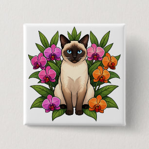 Macaron Carré 5 Cm bouton de chat siamois orchidée