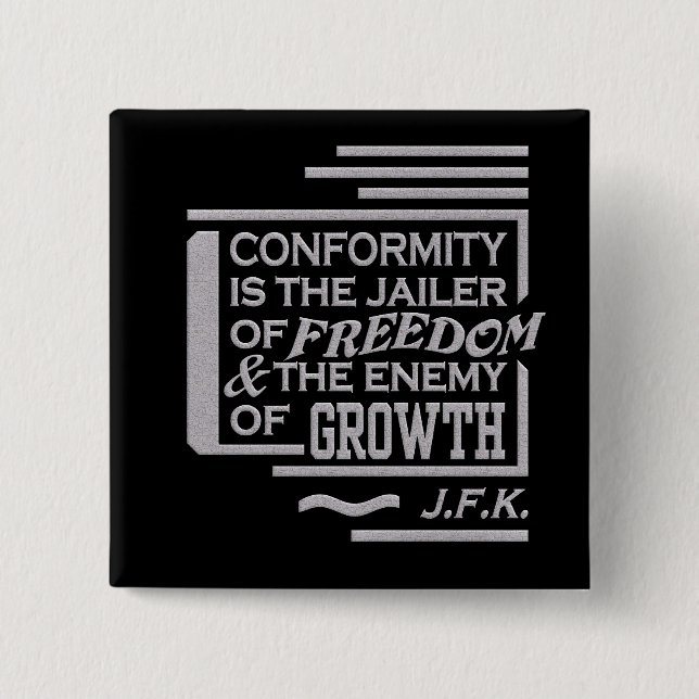 Macaron Carré 5 Cm Bouton de citation de JFK (Devant)