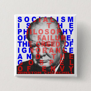 Macaron Carré 5 Cm Bouton de citation de Winston Churchill