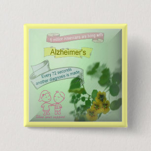 Macaron Carré 5 Cm Bouton de conscience d'Alzheimers