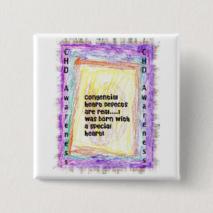 Macaron Carré 5 Cm Bouton de conscience de CHD
