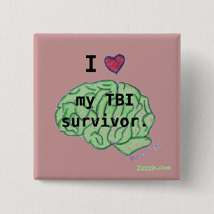 Macaron Carré 5 Cm Bouton de conscience de TBI