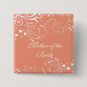 Macaron Carré 5 Cm Bouton de corail de remous de fleurs de style de