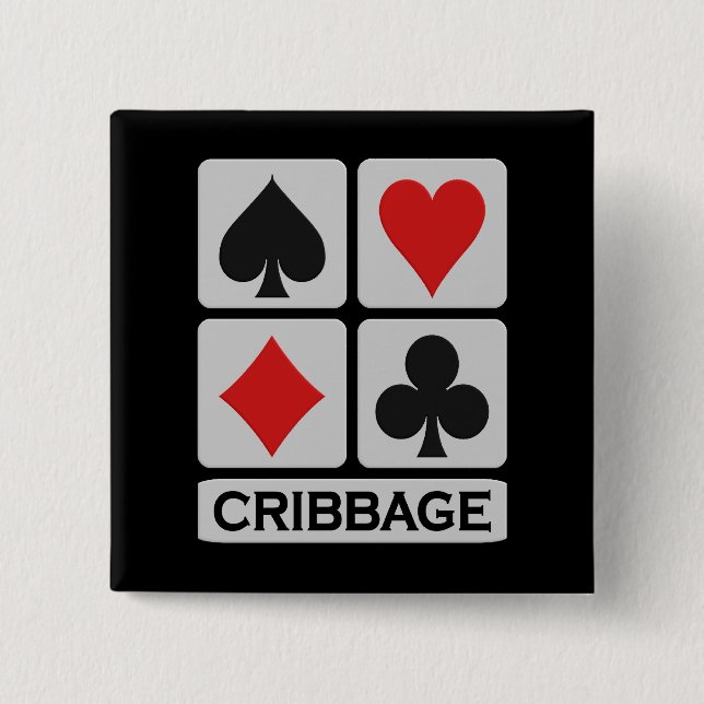 Macaron Carré 5 Cm Bouton de Cribbage (Devant)