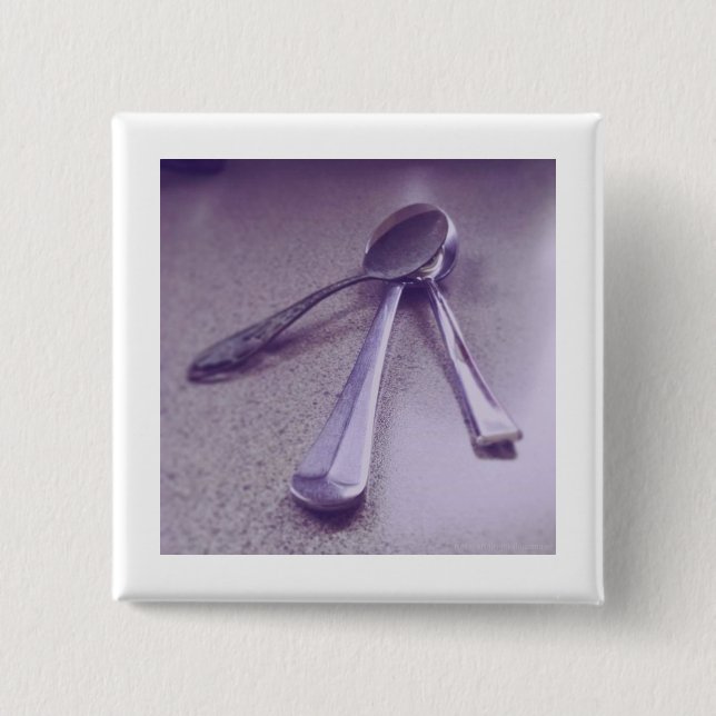 Macaron Carré 5 Cm Bouton de cuillères (Devant)