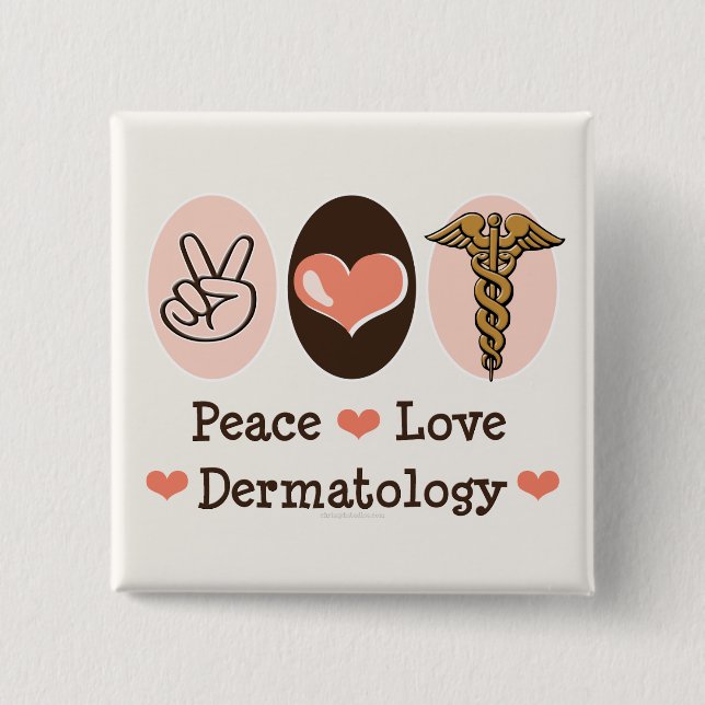Macaron Carré 5 Cm Bouton de dermatologie d'amour de paix (Devant)