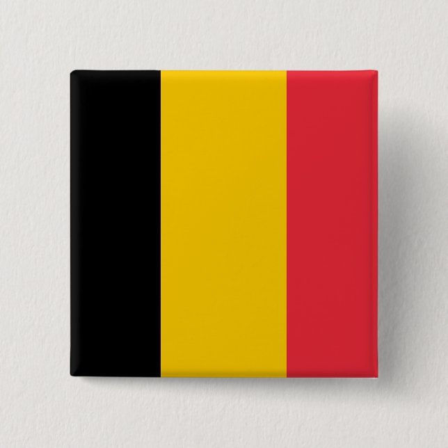 Macaron Carré 5 Cm Bouton de drapeau de la Belgique (Devant)