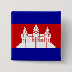 Macaron Carré 5 Cm Bouton de drapeau du Cambodge