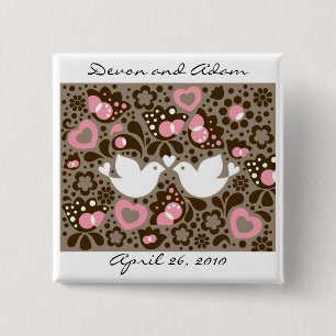Macaron Carré 5 Cm Bouton de faveur de mariage "les inséparables "