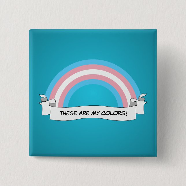 Macaron Carré 5 Cm Bouton de fierté arc-en-ciel transgenre (Devant)