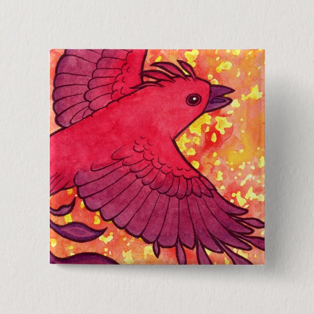 Macaron Carré 5 Cm Bouton de Firebird (Devant)