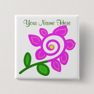 Macaron Carré 5 Cm Bouton De Fleur Étrange