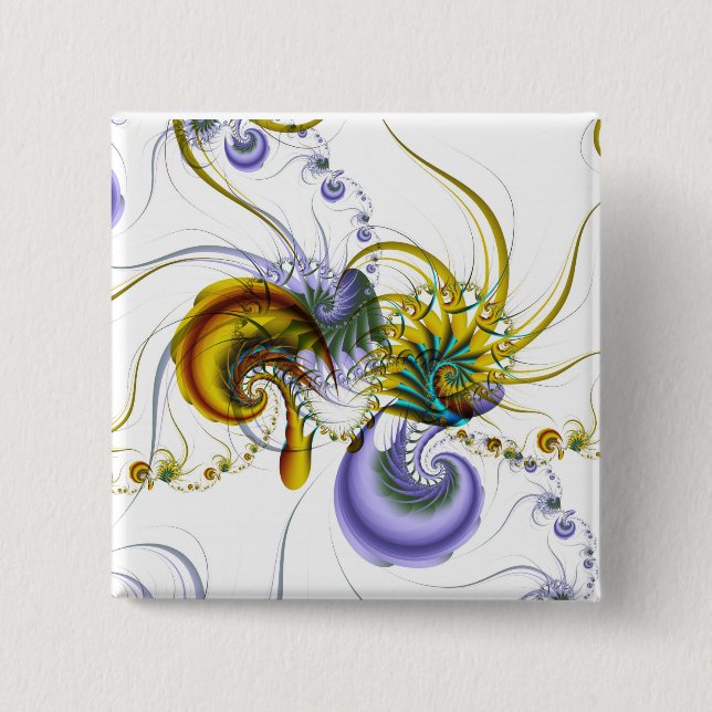 Macaron Carré 5 Cm Bouton de fractale (Devant)