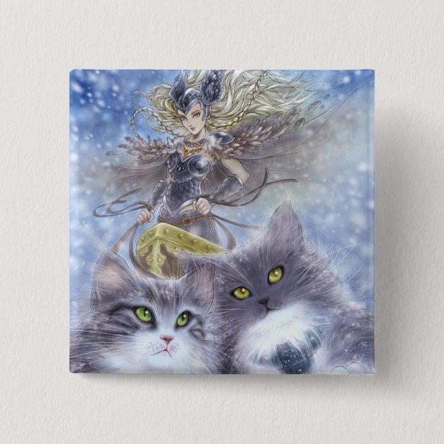 Macaron Carré 5 Cm Bouton de Freyja (Devant)