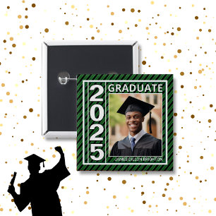 Macaron Carré 5 Cm Bouton de graduation photo verte