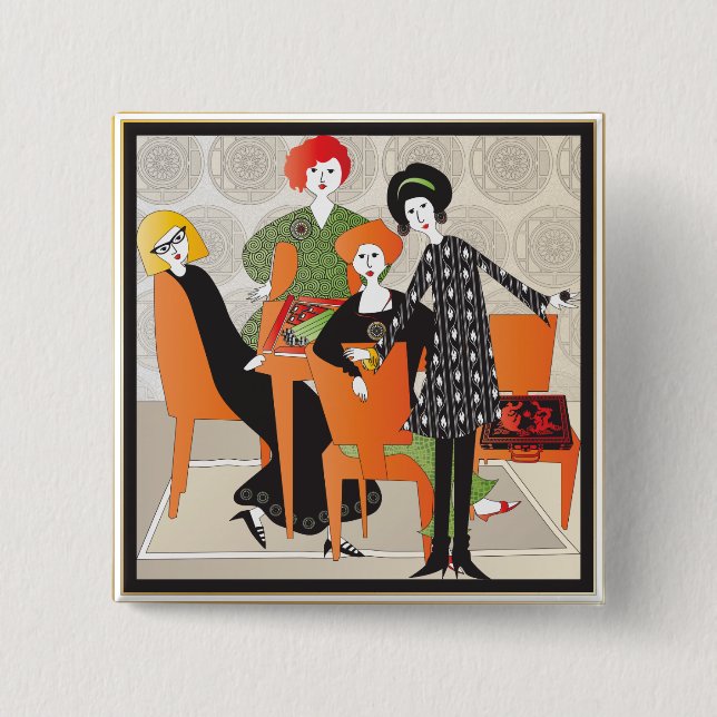 Macaron Carré 5 Cm Bouton de jeu Mah Jongg (Devant)