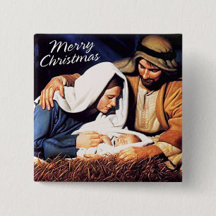 Macaron Carré 5 Cm Bouton de Joyeux Noël