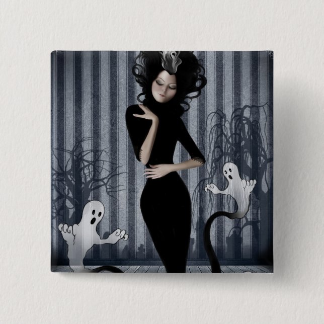 Macaron Carré 5 Cm Bouton de la Reine de Seance (Devant)