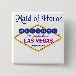 Macaron Carré 5 Cm Bouton de la servante d'honneur de Las Vegas