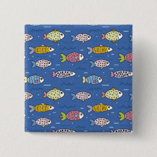 Macaron Carré 5 Cm bouton de la vie océanique