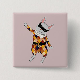 Macaron Carré 5 Cm Bouton de lapin de harlequin de danse