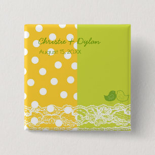 Macaron Carré 5 Cm Bouton de mariage de dentelle d'album à oiseaux de