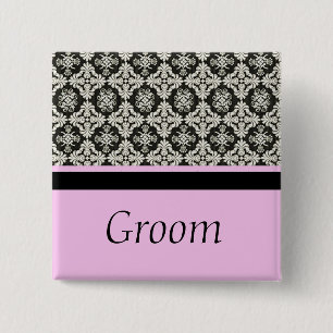 Macaron Carré 5 Cm bouton de mariage en damas pour le marié