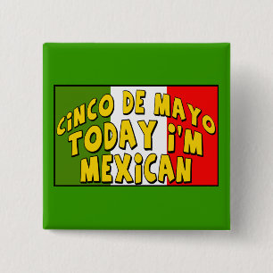 Macaron Carré 5 Cm Bouton de Mexicain de Cinco De Mayo