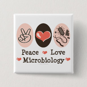 Macaron Carré 5 Cm Bouton de microbiologie Peace Love