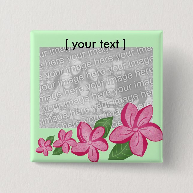 Macaron Carré 5 Cm Bouton de modèle de Plumaria (Devant)