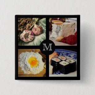 Macaron Carré 5 Cm Bouton de monogramme personnalisé de pied de page 