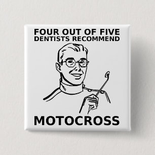 Macaron Carré 5 Cm Bouton de moto cross tout-terrain de 4 dentistes s