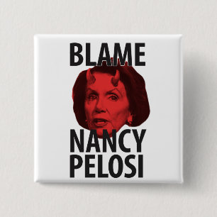 Macaron Carré 5 Cm Bouton de Nancy Pelosi de blâme
