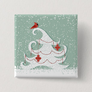 Macaron Carré 5 Cm Bouton de Noël blanc