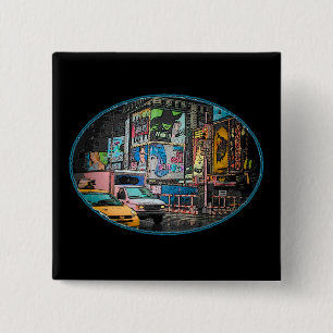 Macaron Carré 5 Cm Bouton de panneaux-réclame de Times Square