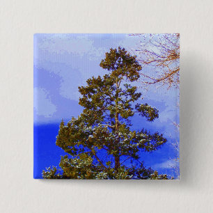 Macaron Carré 5 Cm Bouton de pin d'hiver