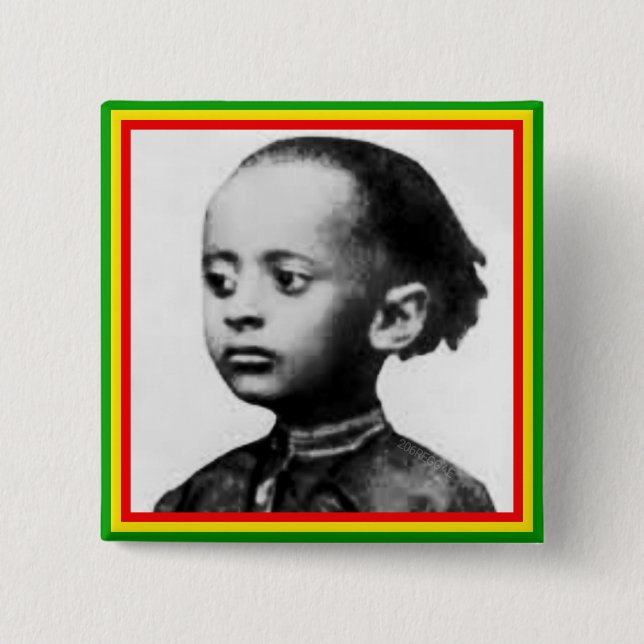 Macaron Carré 5 Cm Bouton de Pinback d'insigne de Rastafari Lij (Devant)