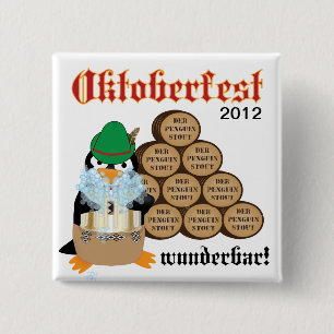 Macaron Carré 5 Cm Bouton de pingouin de l'Oktoberfest