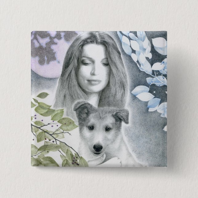 Macaron Carré 5 Cm Bouton "de pont d'esprit" (Devant)