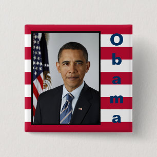 Macaron Carré 5 Cm Bouton de portrait présidentiel de Barack Obama