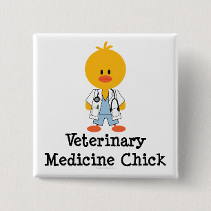 Macaron Carré 5 Cm Bouton de poussin de médecine vétérinaire