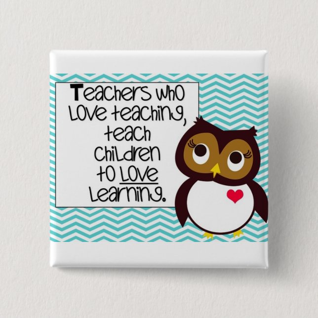 Macaron Carré 5 Cm Bouton de professeur de hibou (Devant)