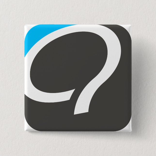 Macaron Carré 5 Cm Bouton de Q - bleu (Devant)